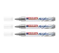 EDDING Lot de 3 Marqueurs Acrylique 5100 Argent Pointe Moyenne 2-3 mm