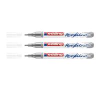 Edding Lot De 3 Marqueurs Acrylique 5300 Argent Pointe Fine 1-2 Mm