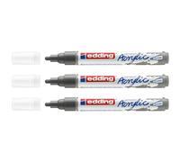 EDDING Lot de 3 Marqueurs Acrylique Moyen 5100 Anthracite Pointe Ronde 2-3 mm