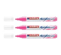 Edding Lot De 3 Marqueurs Acrylique Moyen 5100 Rose Fluorescent 2-3 Mm