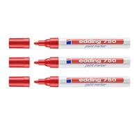 Edding Lot De 3 Marqueurs Peinture 750 Rouge Pointe Ronde 2-4 Mm