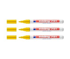 EDDING Lot de 3 Marqueurs Peinture 751 Jaune Pointe Ronde 1-2 mm