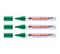 Edding Lot De 3 Marqueurs Peinture 8750 Spécial Industrie Vert Pointe Ronde 2-4 Mm