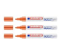 EDDING Lot de 3 Marqueurs Peinture brillante 750 Orange Pointe Ronde 2-4 mm