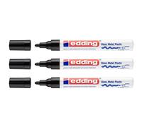 Edding Lot De 3 Marqueurs Peinture Brillante 750 Pointe Ronde Noir 2-4 Mm
