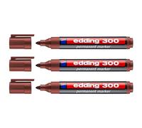 EDDING Lot de 3 Marqueurs Permanent 300 Marron Pointe Ronde 1,5-3 mm