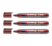 EDDING Lot de 3 Marqueurs Permanent 330 Marron Pointe Biseautée 1-5 mm