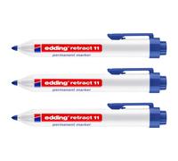 Edding Lot De 3 Marqueurs Permanent Retract 11 Bleu 1,5-3 Mm