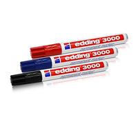 edding Lot de 3 marqueurs permanents SW 3000 1, 5-3, 0 mm, Rouge, Bleu
