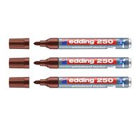 Edding Lot De 3 Marqueurs Pour Tableaux Blancs 250 Marron Corps Alu Pointe Moyenne 1,5-3 Mm