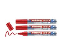 Edding Lot De 3 Marqueurs Pour Tableaux Blancs 250 Rouge 1,5-3 Mm