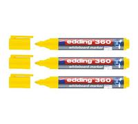EDDING Lot de 3 Marqueurs pour Tableaux blancs 360 Jaune Pointe Ronde 1,5-3 mm