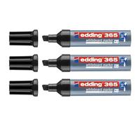EDDING Lot de 3 Marqueurs pour Tableaux blancs 365 Pointe Biseautée Noiir 2-7 mm
