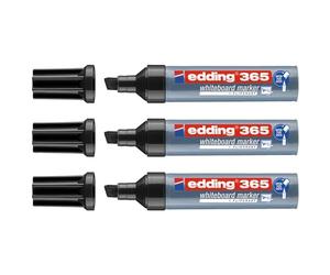 EDDING Lot de 3 Marqueurs pour Tableaux blancs 365 Pointe Biseautée Noiir 2-7 mm