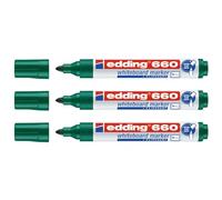 EDDING Lot de 3 Marqueurs pour Tableaux Blancs 660 Vert Pointe Ronde 1,5-3 mm