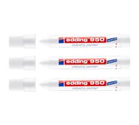 Edding Lot De 3 Marqueurs Spécial Industrie 950 Blanc Pointe Ronde Large 10 Mm