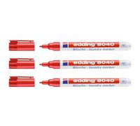 EDDING Lot de 3 Marqueurs Spécial Tissu 8040 Rouge Pointe Fine 1 mm