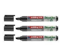 Edding Lot De 3 Marqueurs Tableaux Blancs Ecoline 29 Noir Pointe Biseautée 1-5 Mm