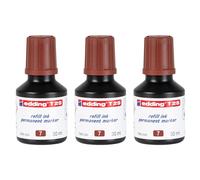 Edding Lot De 3 Recharges D'encre 30ml T25 Goutte À Goutte Pour Marqueur Permanent Marron
