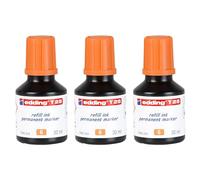 EDDING Lot de 3 Recharges D'encre 30ml T25 Goutte à Goutte Pour Marqueur Permanent Orange