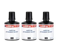 EDDING Lot de 3 Recharges d'encre T100 ml Goutte à Goutte pour Marqueur Permanent Noir