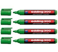 edding Lot de 4 marqueurs permanents 300, rechargeables, 1,5-3 mm [ vert ]