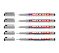 EDDING Lot de 5 Feutres Non Permanent 152M Noir Pointe Moyenne 1 mm