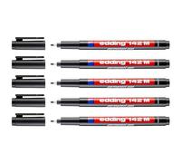 EDDING Lot de 5 Feutres Permanent 142M Noir Pointe Moyenne 1 mm