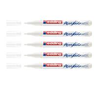 Edding Lot De 5 Marqueurs Acrylique 5300 Blanc Trafic Pointe Fine 1-2 Mm