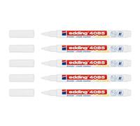 EDDING Lot de 5 Marqueurs Craie Liquide 4085 Blanc pointe Ronde 1-2 mm