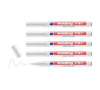 Edding Lot De 5 Marqueurs Peinture 751 Blanc Pointe Ronde 1-2 Mm