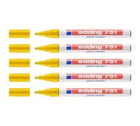 Edding Lot De 5 Marqueurs Peinture 751 Jaune Pointe Ronde 1-2 Mm
