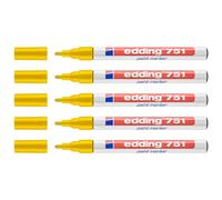 Edding Lot De 5 Marqueurs Peinture 751 Jaune Pointe Ronde 1-2 Mm