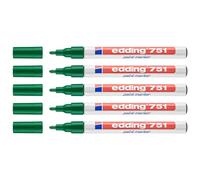 Edding Lot De 5 Marqueurs Peinture 751 Vert Corps Alu Pointe Ronde 1-2 Mm