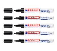 Edding Lot De 5 Marqueurs Peinture Brillante 750 Pointe Ronde Noir 2-4 Mm