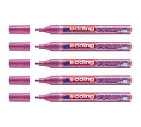 Edding Lot De 5 Marqueurs Peinture Brillante 751 Rose Métallisé Pointe Fine 1-2 Mm
