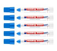 EDDING Lot de 5 Marqueurs Peinture Spécial Industrie 950 Bleu Pointe Ronde 10 mm