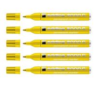 Edding Lot De 5 Marqueurs Permanent 2000c Corps Alu Jaune Pointe Ronde 1,5-3 Mm