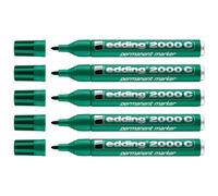 Edding Lot De 5 Marqueurs Permanent 2000c Corps Alu Vert Pointe Ronde 1,5-3 Mm