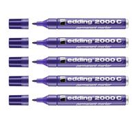 Edding Lot De 5 Marqueurs Permanent 2000c Violet Pointe Ronde 1,5-3 Mm