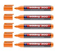 Edding Lot De 5 Marqueurs Permanent 300 Orange 1,5-3 Mm