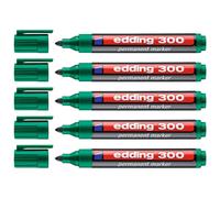 Edding Lot De 5 Marqueurs Permanent 300 Vert Pointe Ronde 1,5-3 Mm