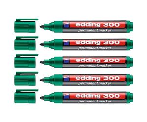 EDDING Lot de 5 Marqueurs Permanent 300 Vert Pointe Ronde 1,5-3 mm
