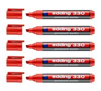Edding Lot De 5 Marqueurs Permanent 330 Rouge 1-5 Mm