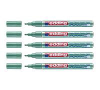 Edding Lot De 5 Marqueurs Permanent Peinture Brillante 751 Vert Métallisé Pointe Ronde 1-2 Mm