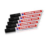 edding 3000 Lot de 5 marqueurs permanents rechargeables Noir 1,5-3 mm