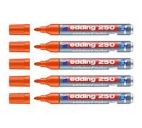 Edding Lot De 5 Marqueurs Pour Tableaux Blancs 250 Corpsalu Orange Pointe Ronde 1,5-3 Mm