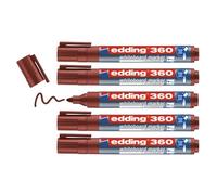 Edding Lot De 5 Marqueurs Pour Tableaux Blancs 360 Marron 1,5-3 Mm