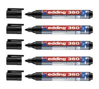 Edding Lot De 5 Marqueurs Pour Tableaux Blancs 360 Noir 1,5-3 Mm