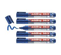 Edding Lot De 5 Marqueurs Pour Tableaux Blancs 363 Bleu 1-5 Mm